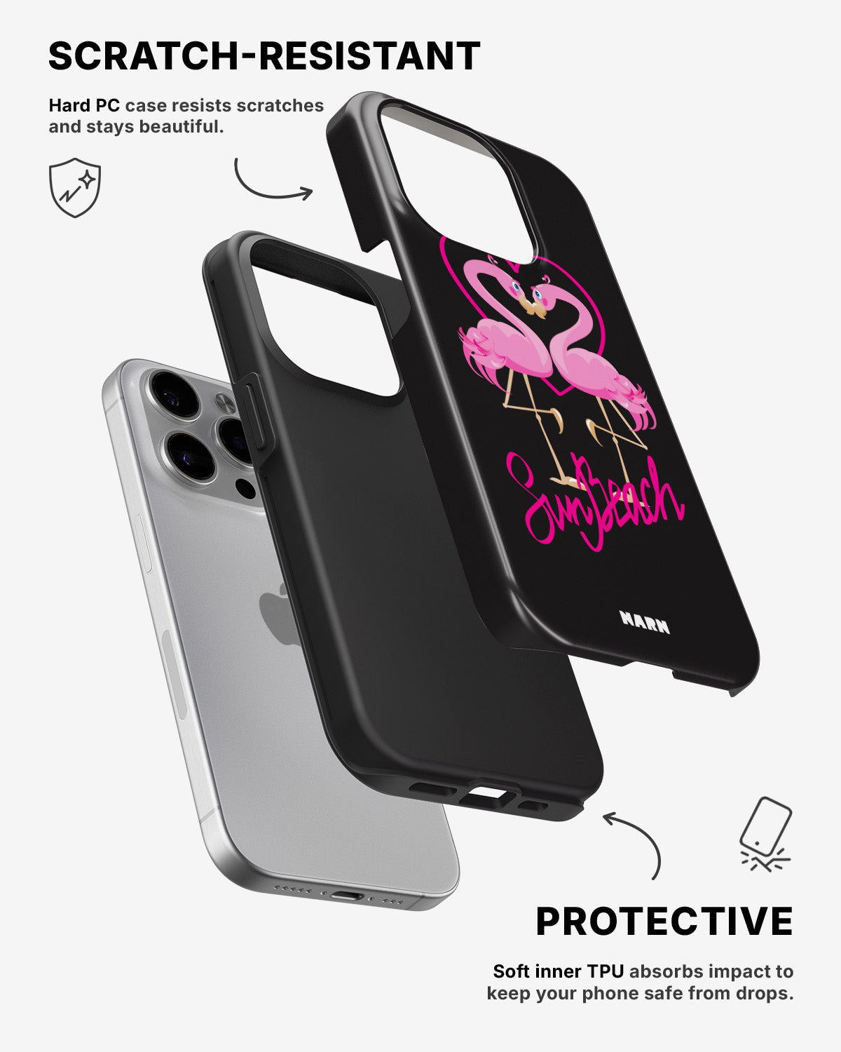 iPhone 15 Pro Tough Case – Beach Flamingo - View 2