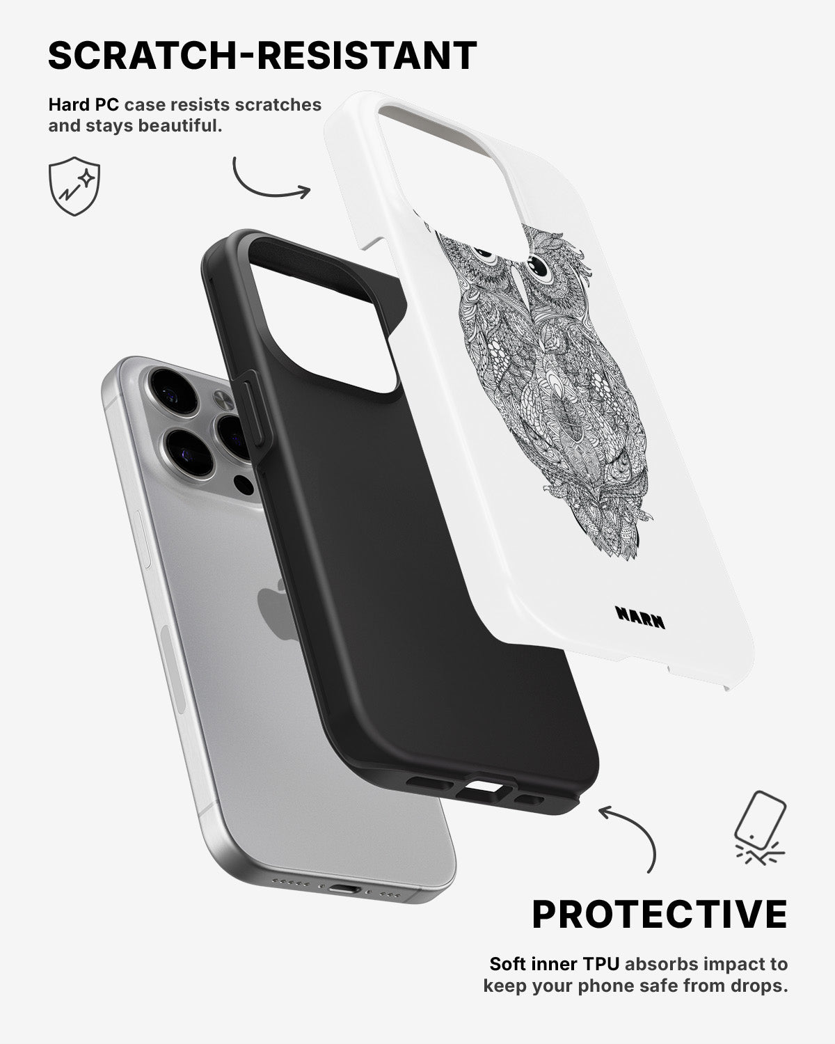 iPhone 15 Pro Tough Case – Owl - View 2