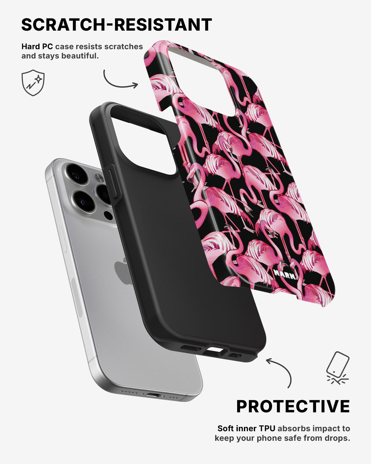 iPhone 15 Pro Tough Case – Flamingos - View 2