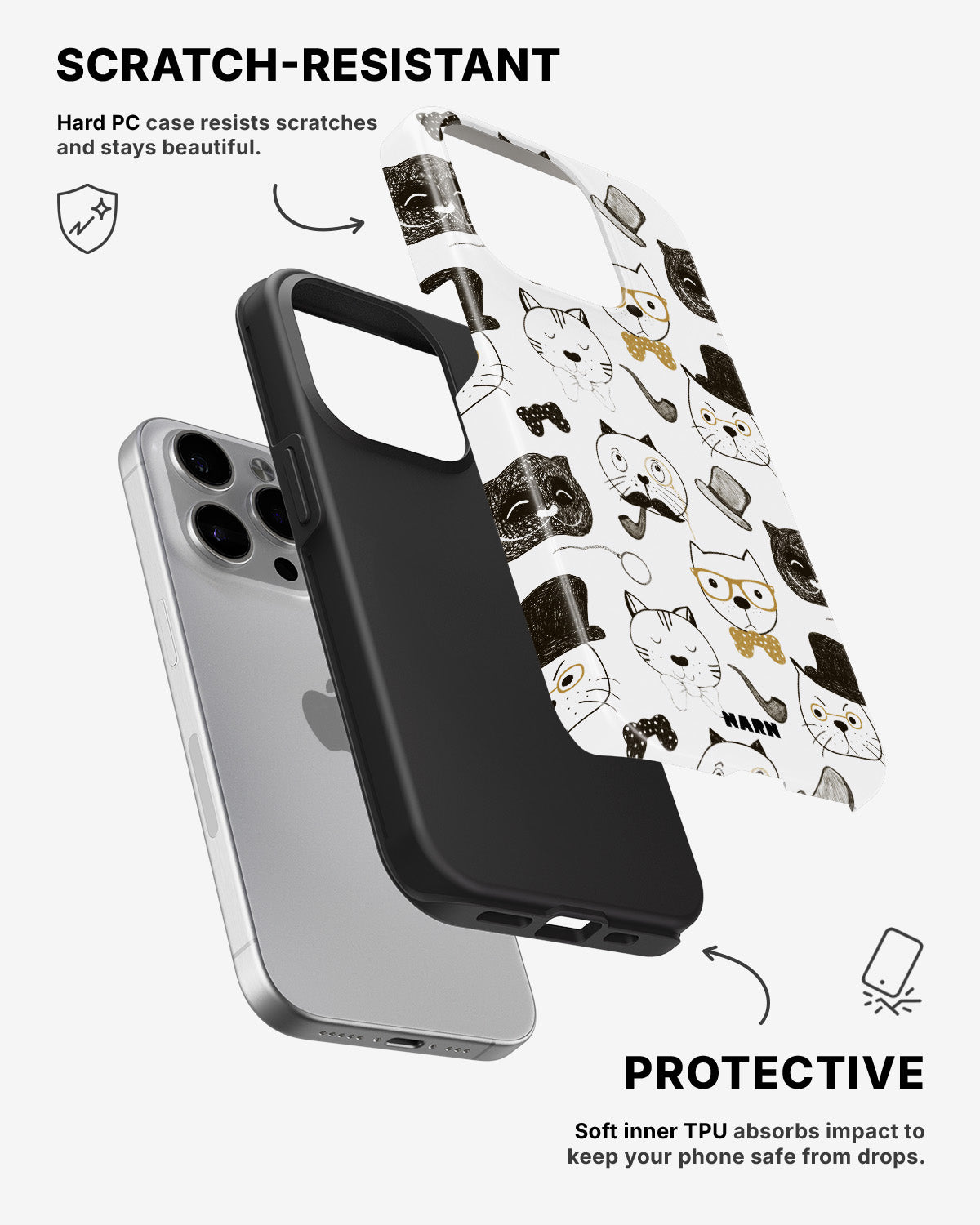 iPhone 15 Pro Tough Case – Cartoon Cats - View 2