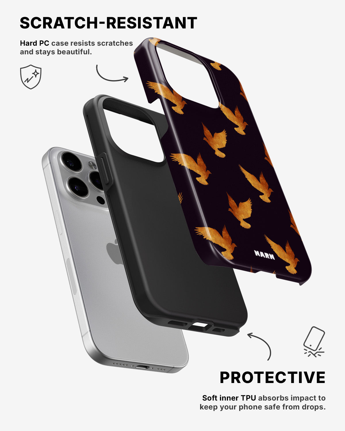 iPhone 15 Pro Tough Case – Royal Doves - View 2