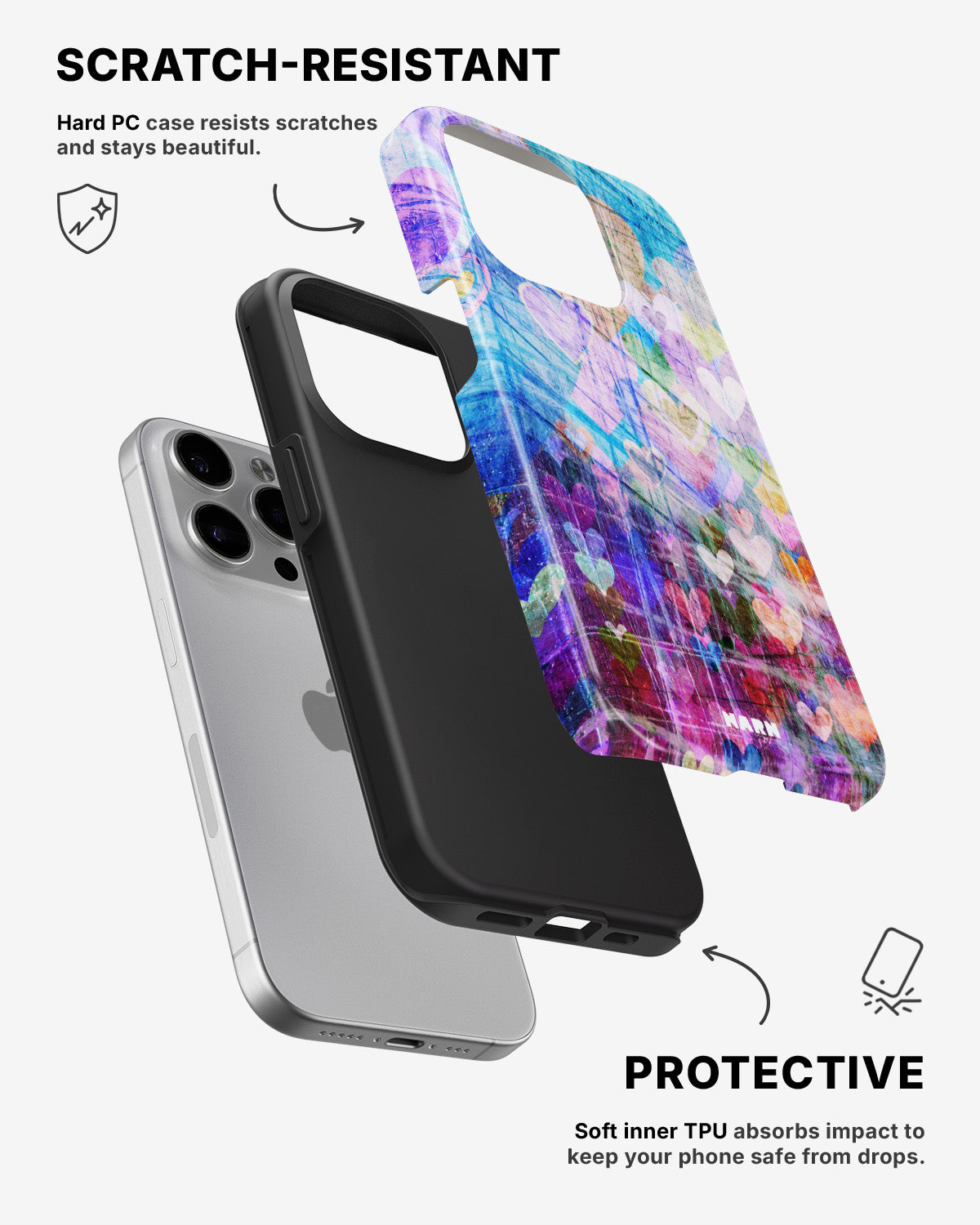 iPhone 15 Pro Tough Case – Purple Hearts - View 2