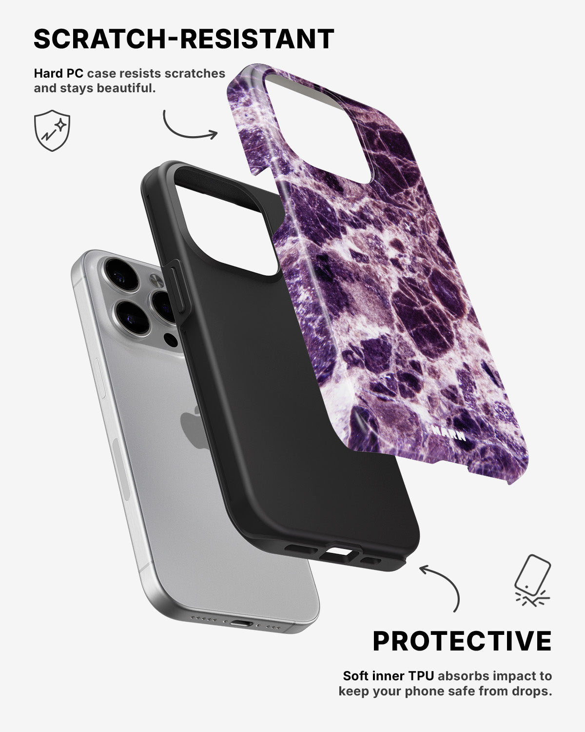 iPhone 15 Pro Tough Case – Purple Marble - View 2