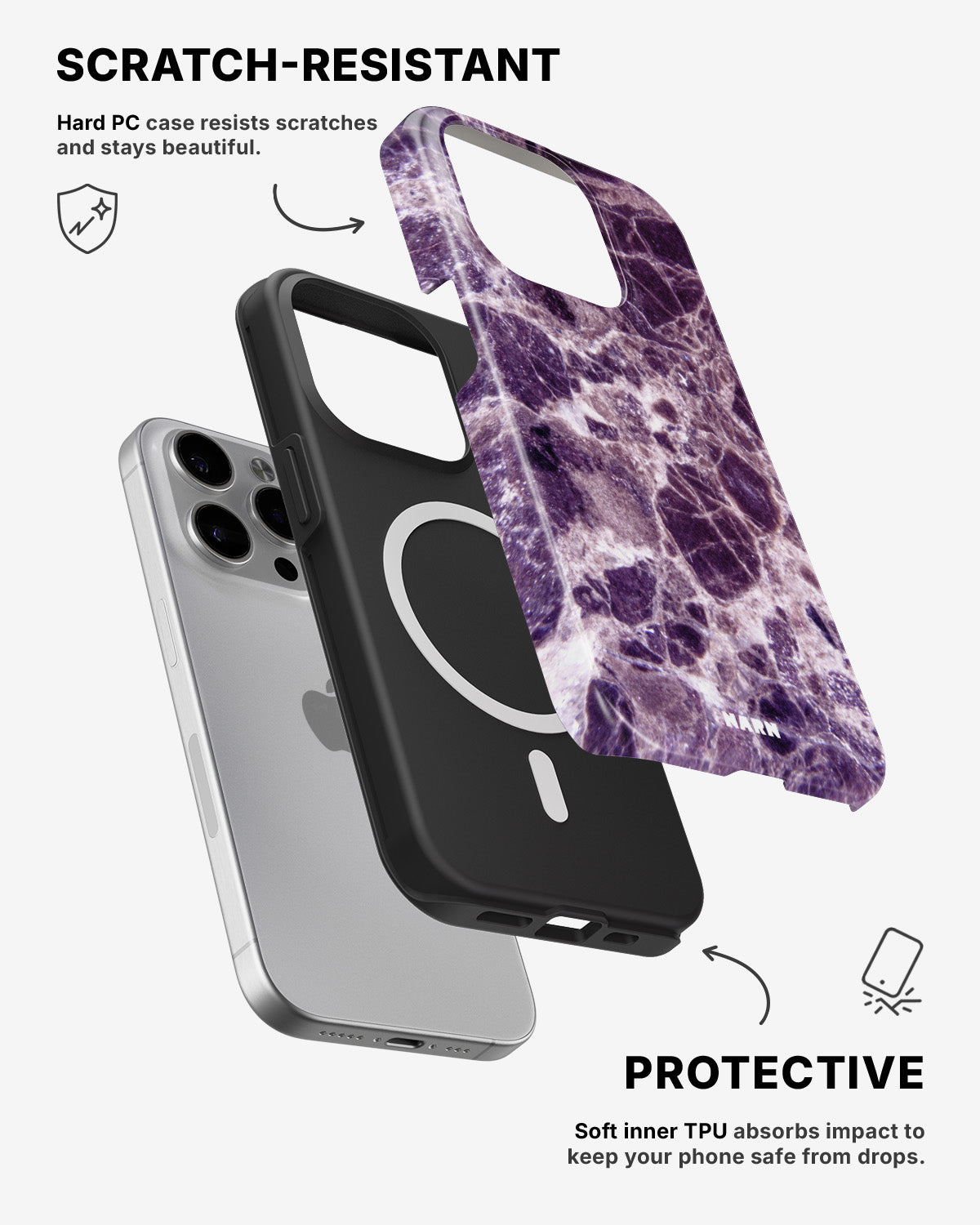 iPhone 15 Pro Tough Case – Purple Marble - View 2