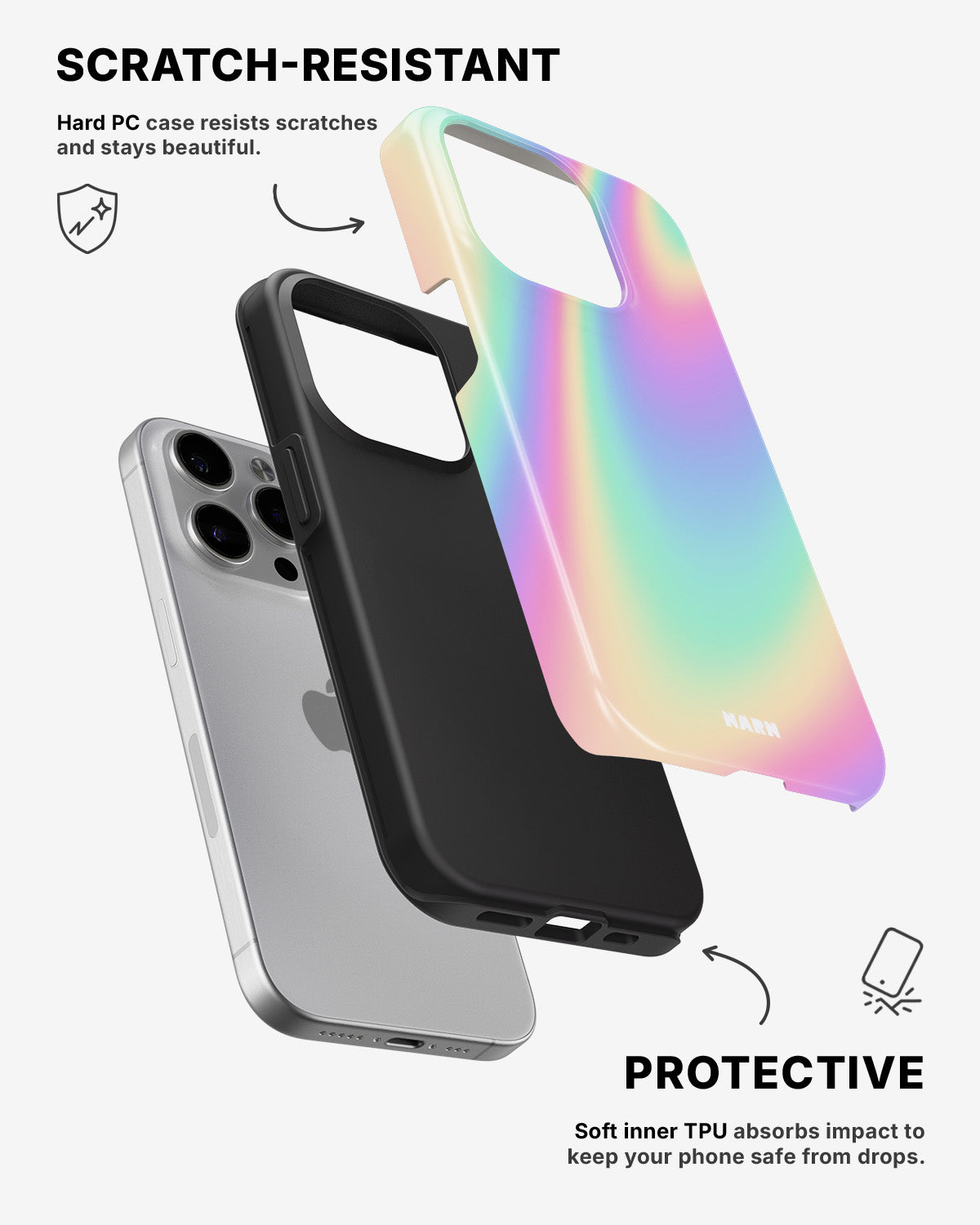 iPhone 15 Pro Tough Case – Rainbow Haze - View 2