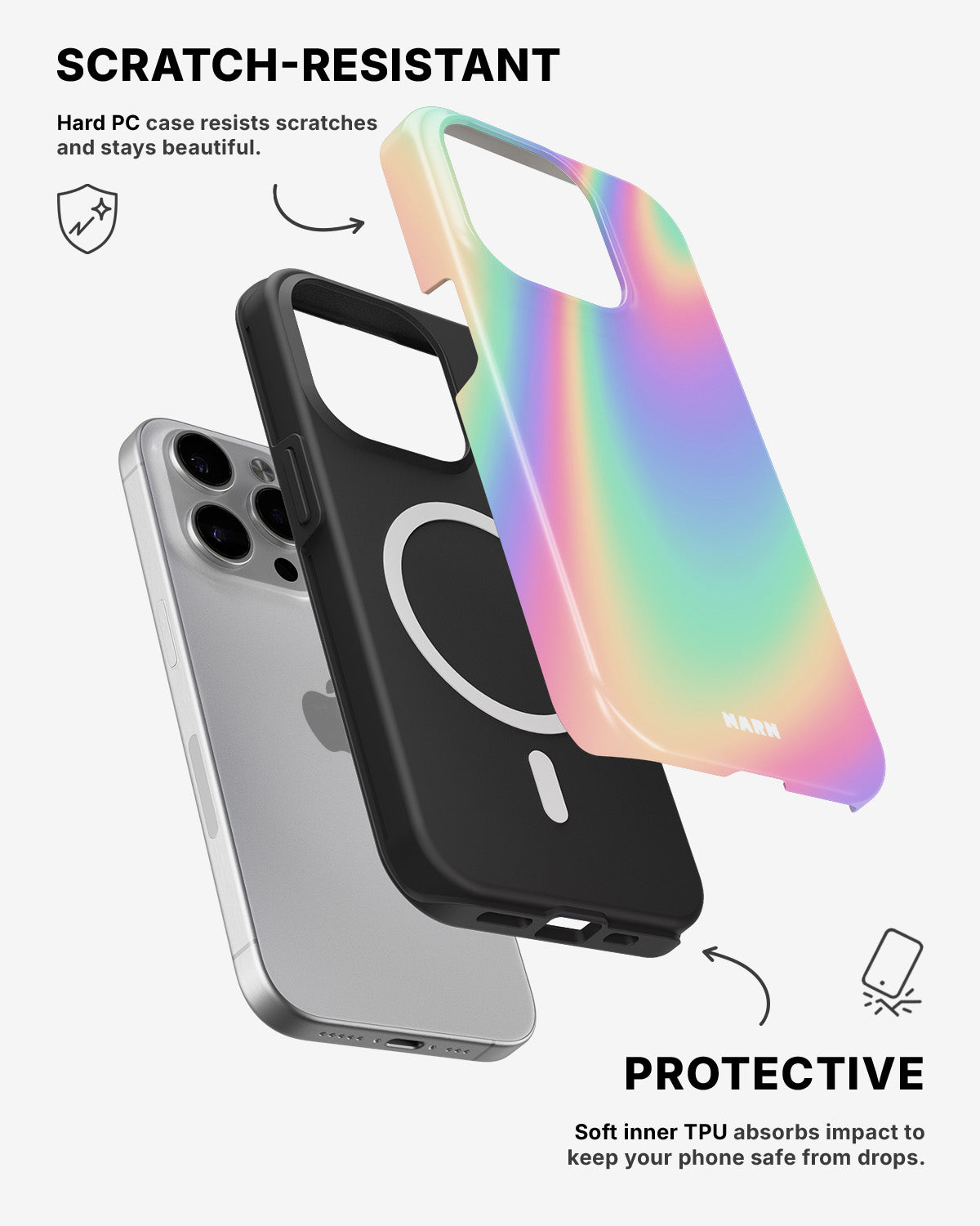 iPhone 15 Pro Tough Case – Rainbow Haze - View 2