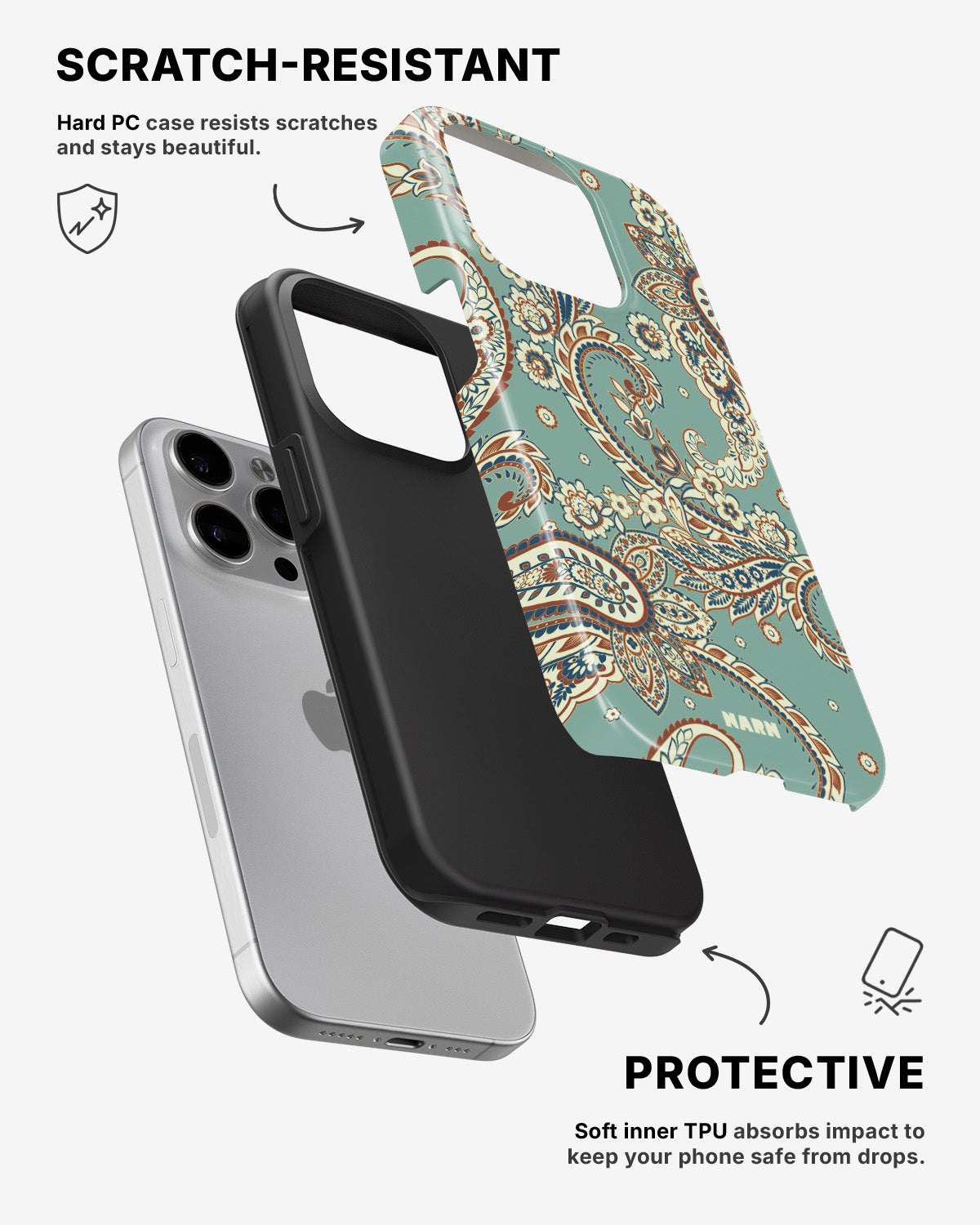 iPhone 15 Pro Tough Case – Paisley Green - View 2