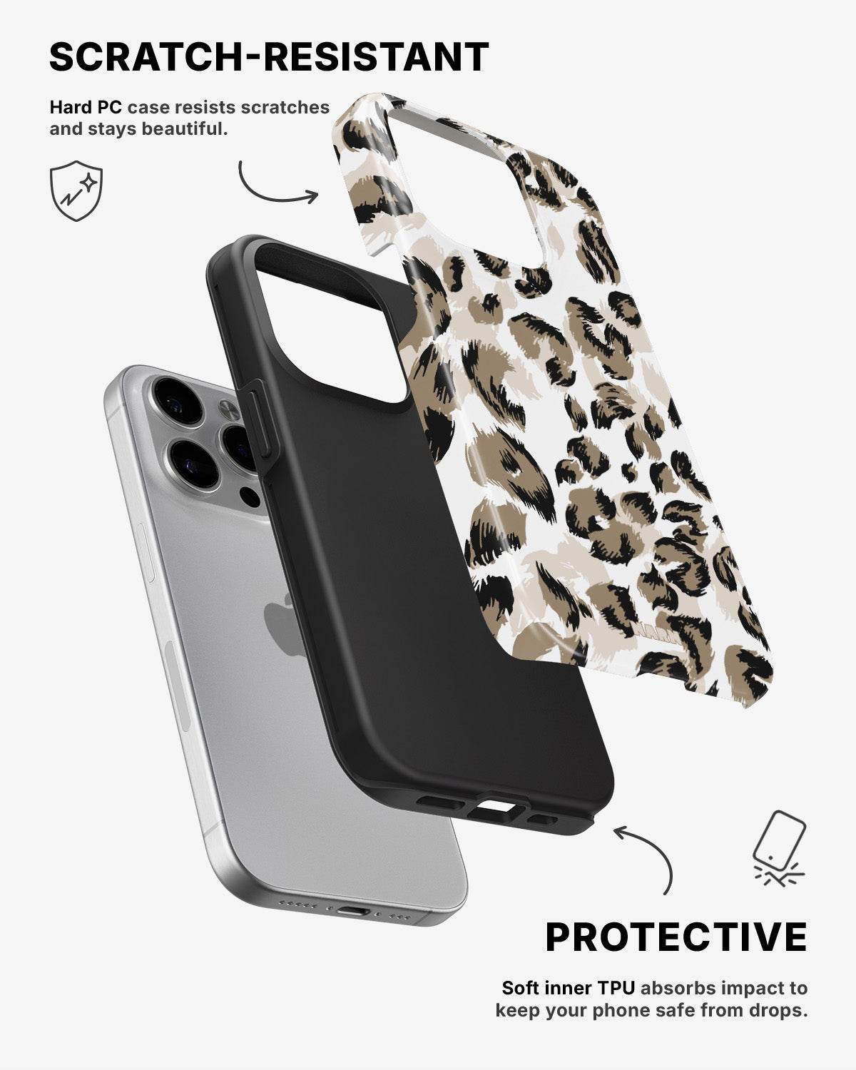 iPhone 15 Pro Tough Case – Snow Leopard - View 2