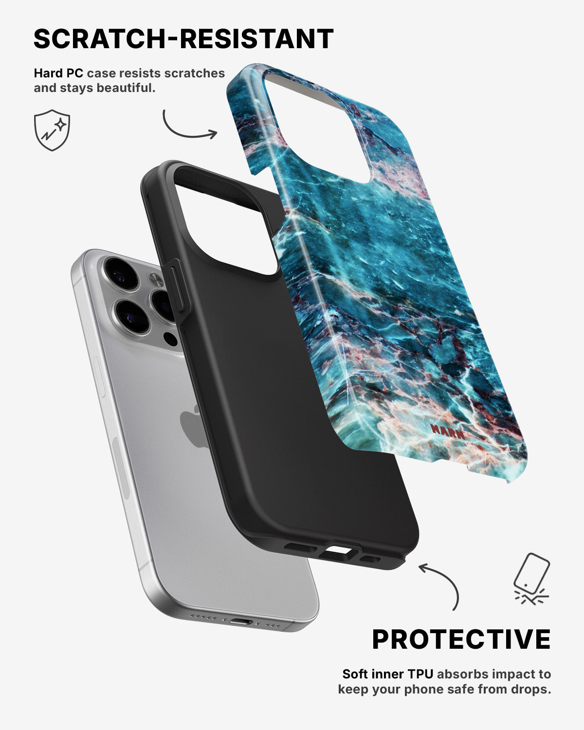 iPhone 15 Pro Tough Case – Icy Marble - View 2