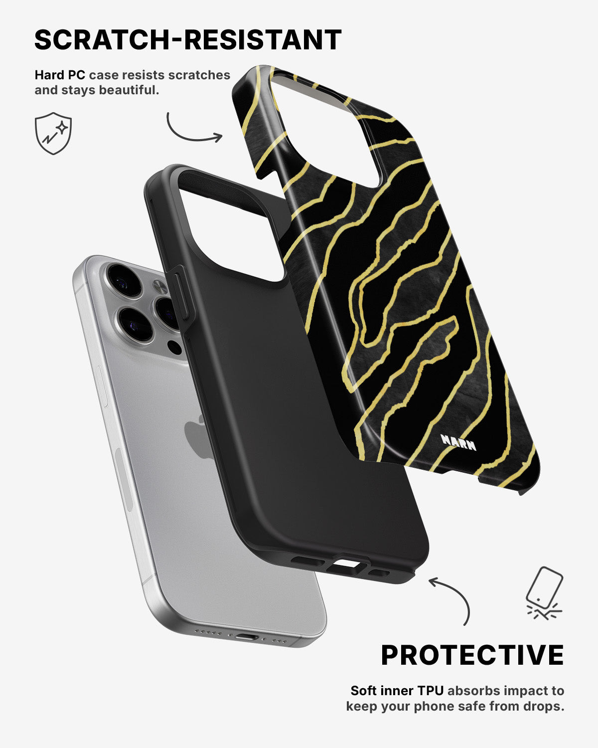 iPhone 15 Pro Tough Case – Golden Zebra - View 2