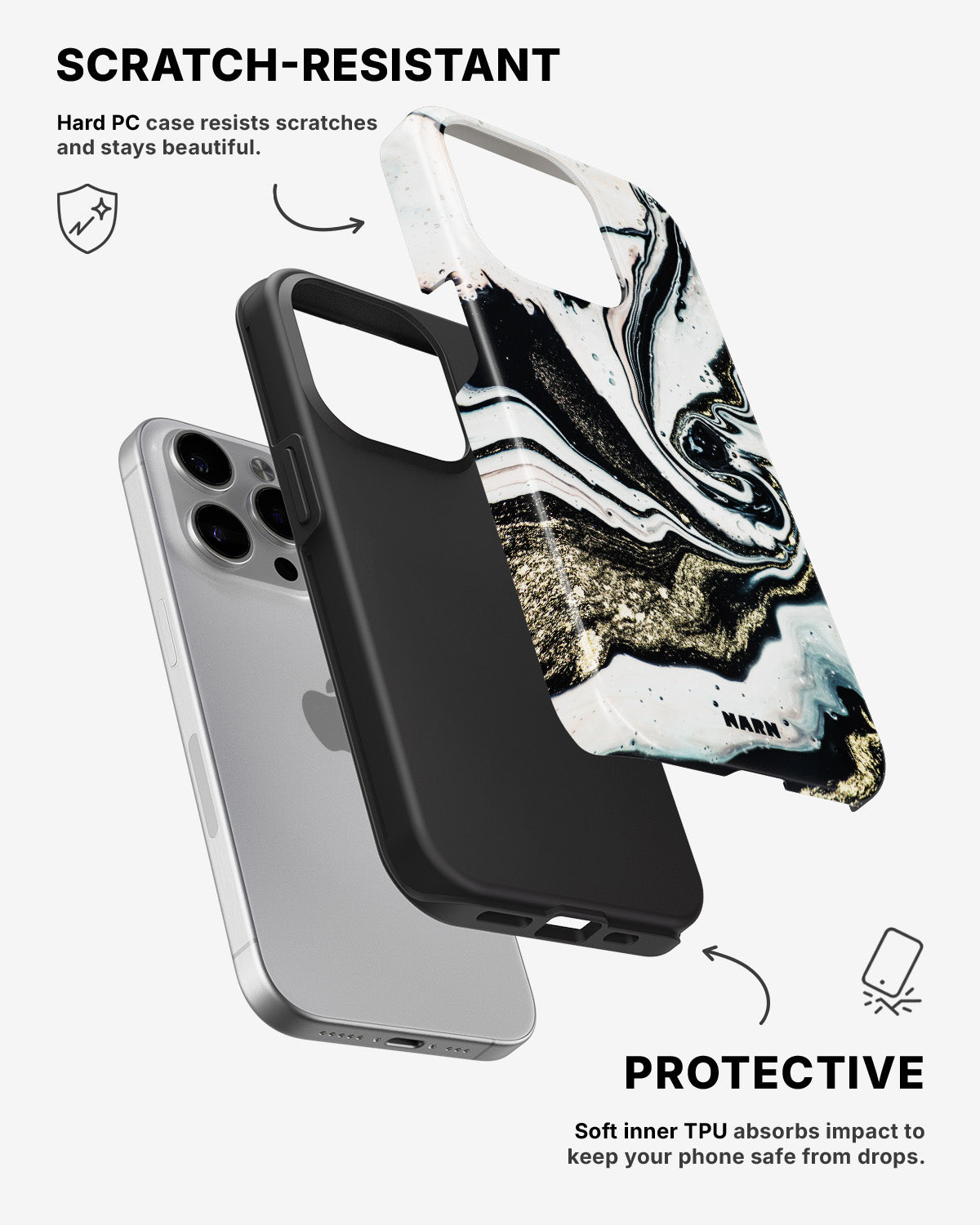 iPhone 15 Pro Tough Case – Golden Swirl - View 2