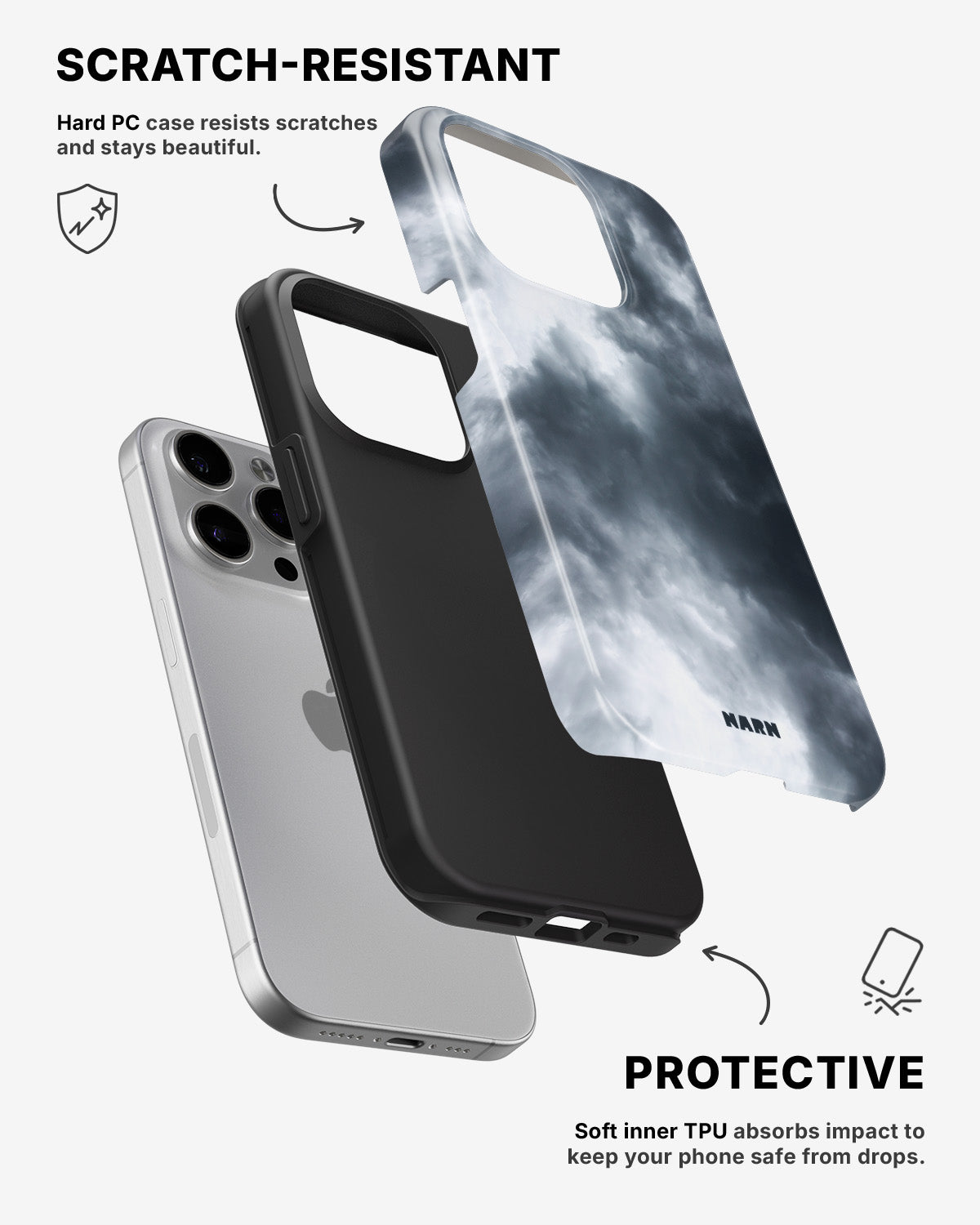 iPhone 15 Pro Tough Case – Cloudy - View 2
