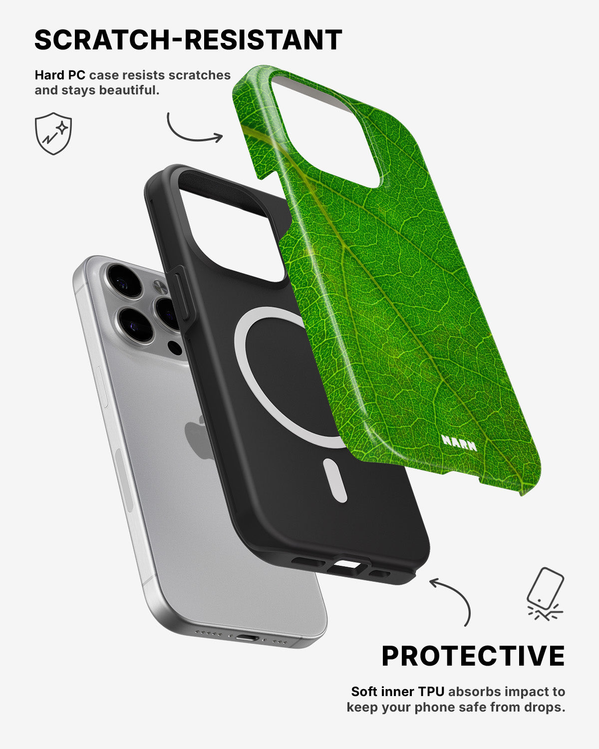 iPhone 15 Pro Tough Case – Green Leafy - View 2