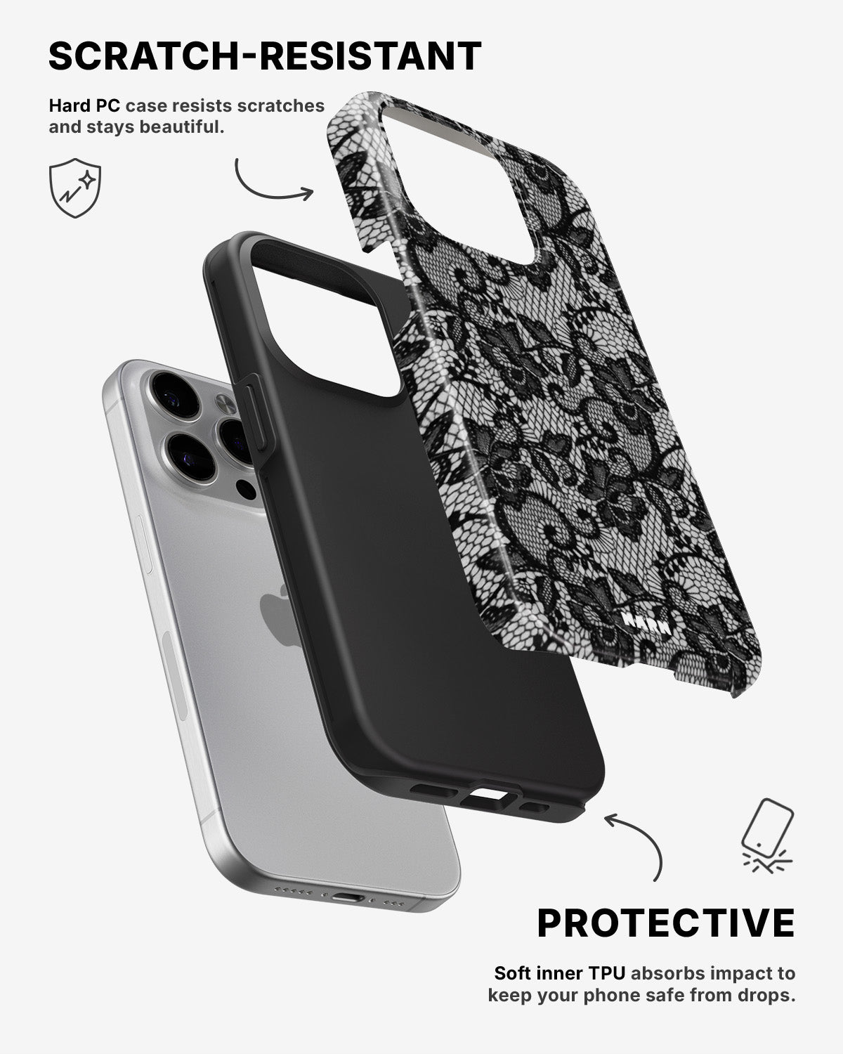 iPhone 15 Pro Tough Case – Midnight Lace - View 2