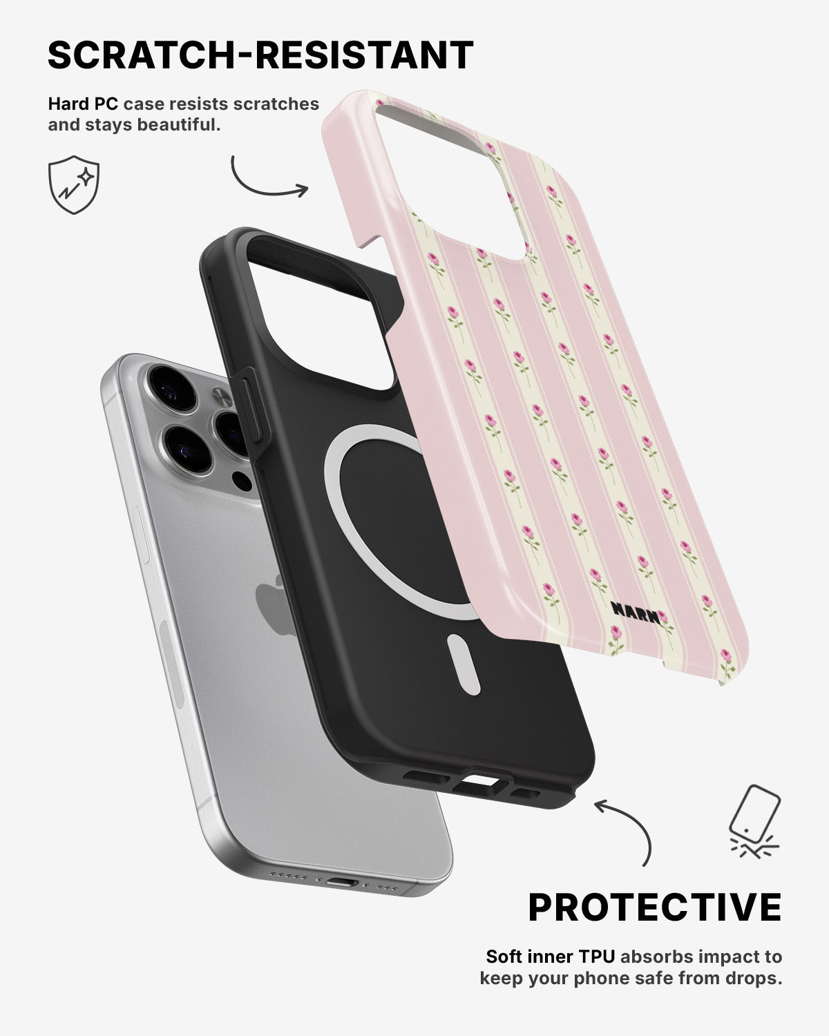 iPhone 15 Pro Tough Case – Rose Lines - View 2