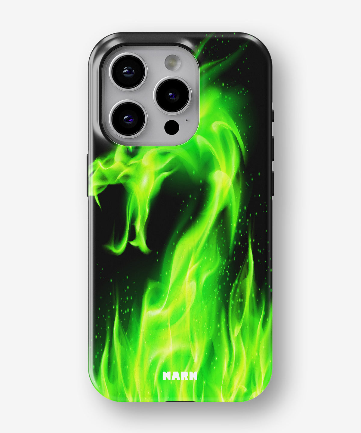iPhone 14 Pro Tough Case – Green Flames Dragon - View 1