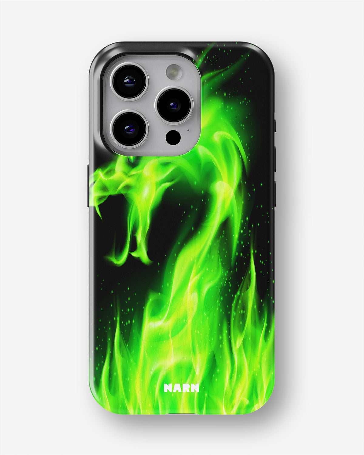 iPhone 14 Pro Tough Case – Green Flames Dragon - View 1