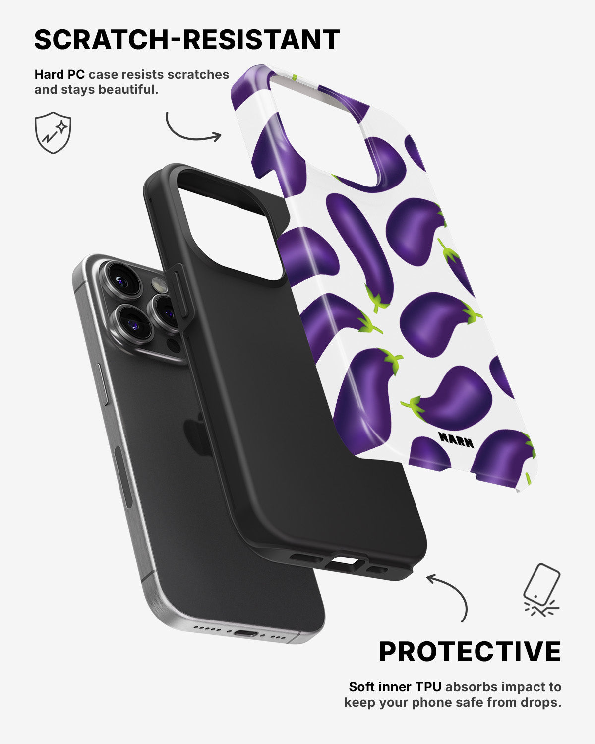 iPhone 14 Pro Tough Case – Eggplant Pattern - View 2