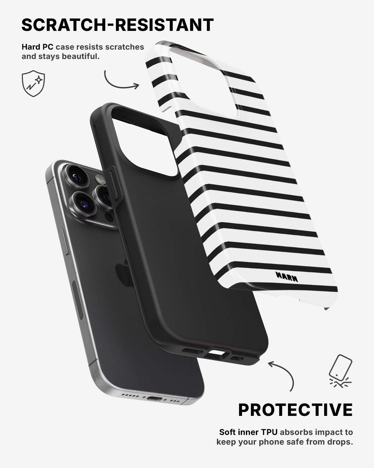 iPhone 14 Pro Tough Case – Black Stripes - View 2