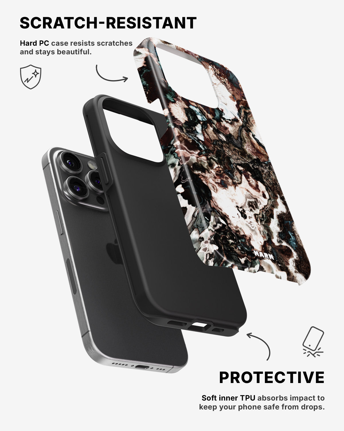iPhone 14 Pro Tough Case – Marble Brown - View 2