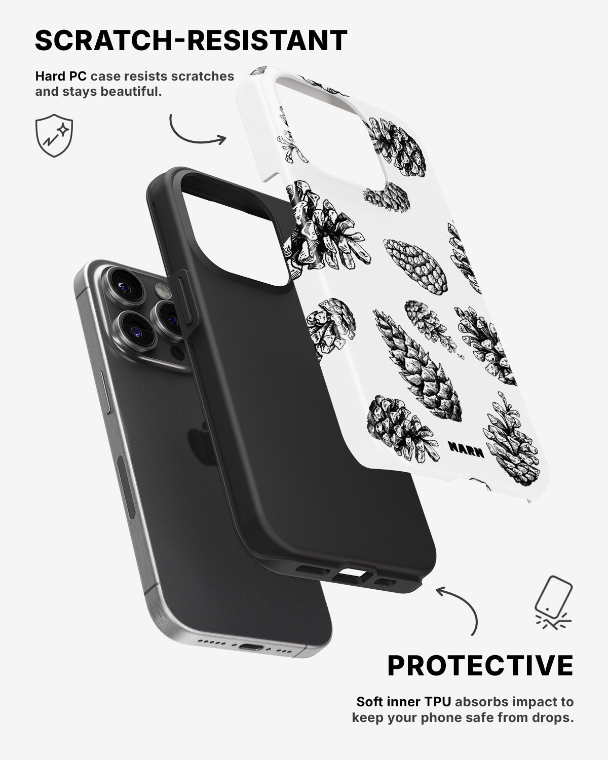 iPhone 14 Pro Tough Case – Pine Cones - View 2