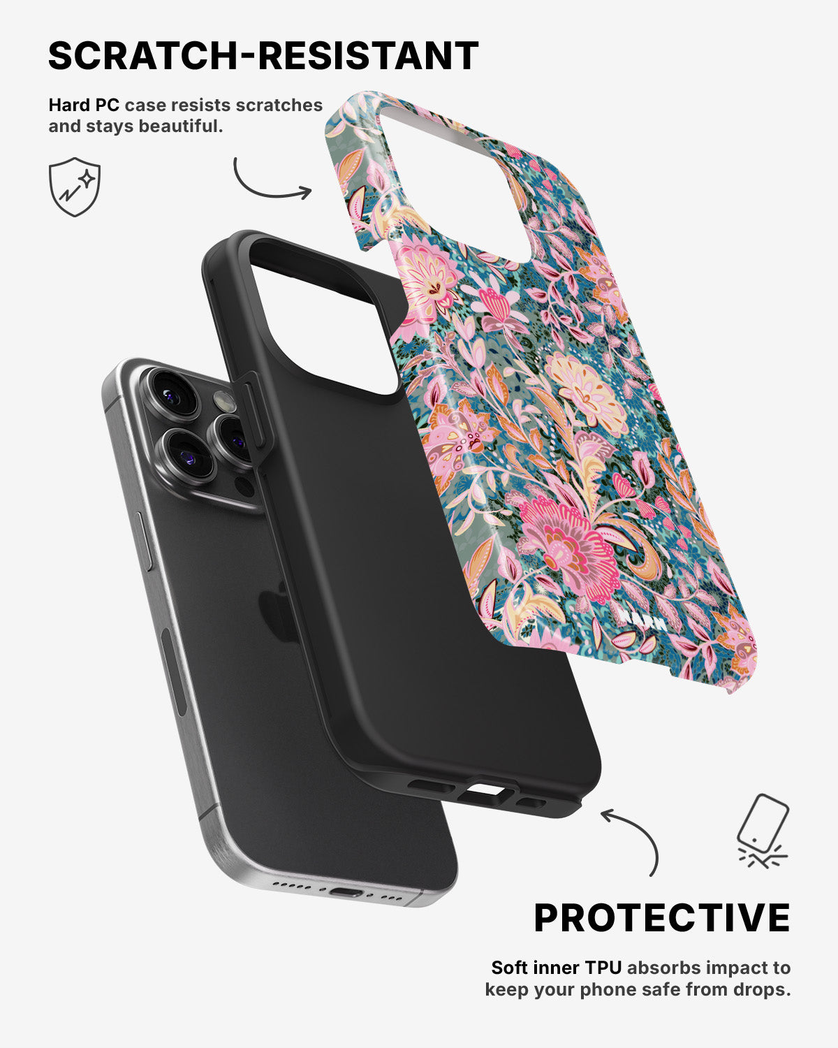 iPhone 14 Pro Tough Case – Fantasy Flowers - View 2