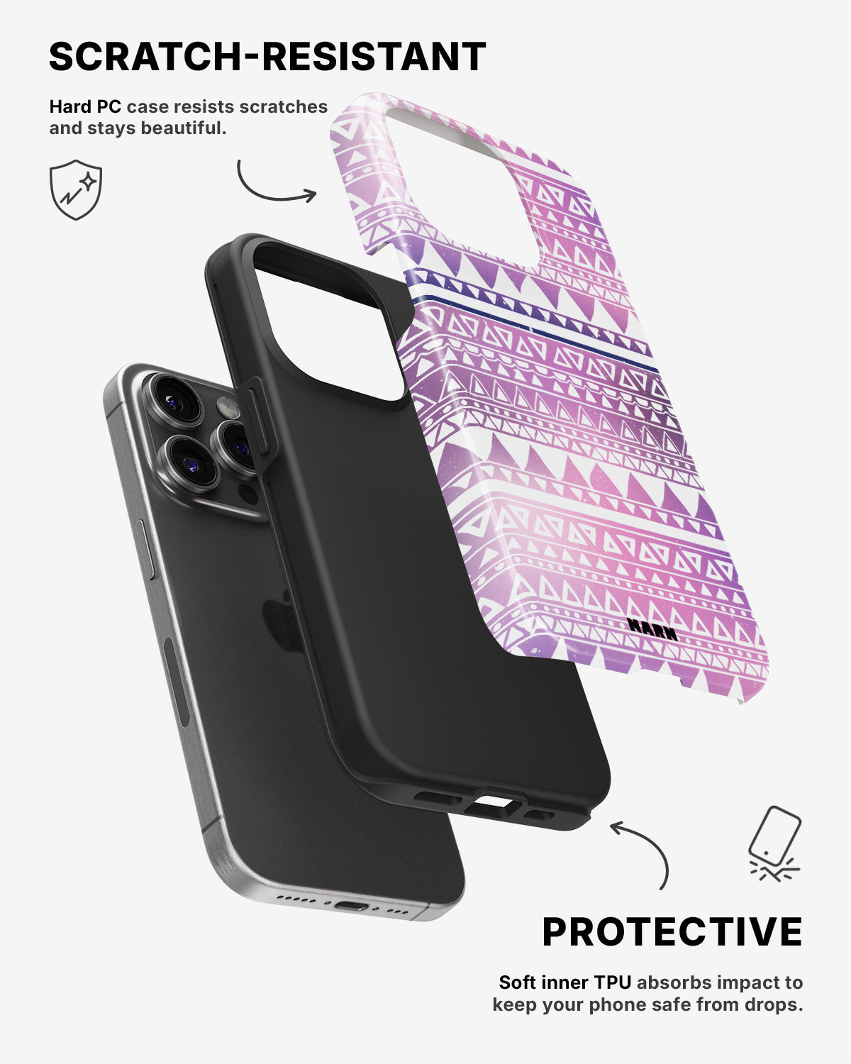 iPhone 14 Pro Tough Case – Purple Aztec - View 2