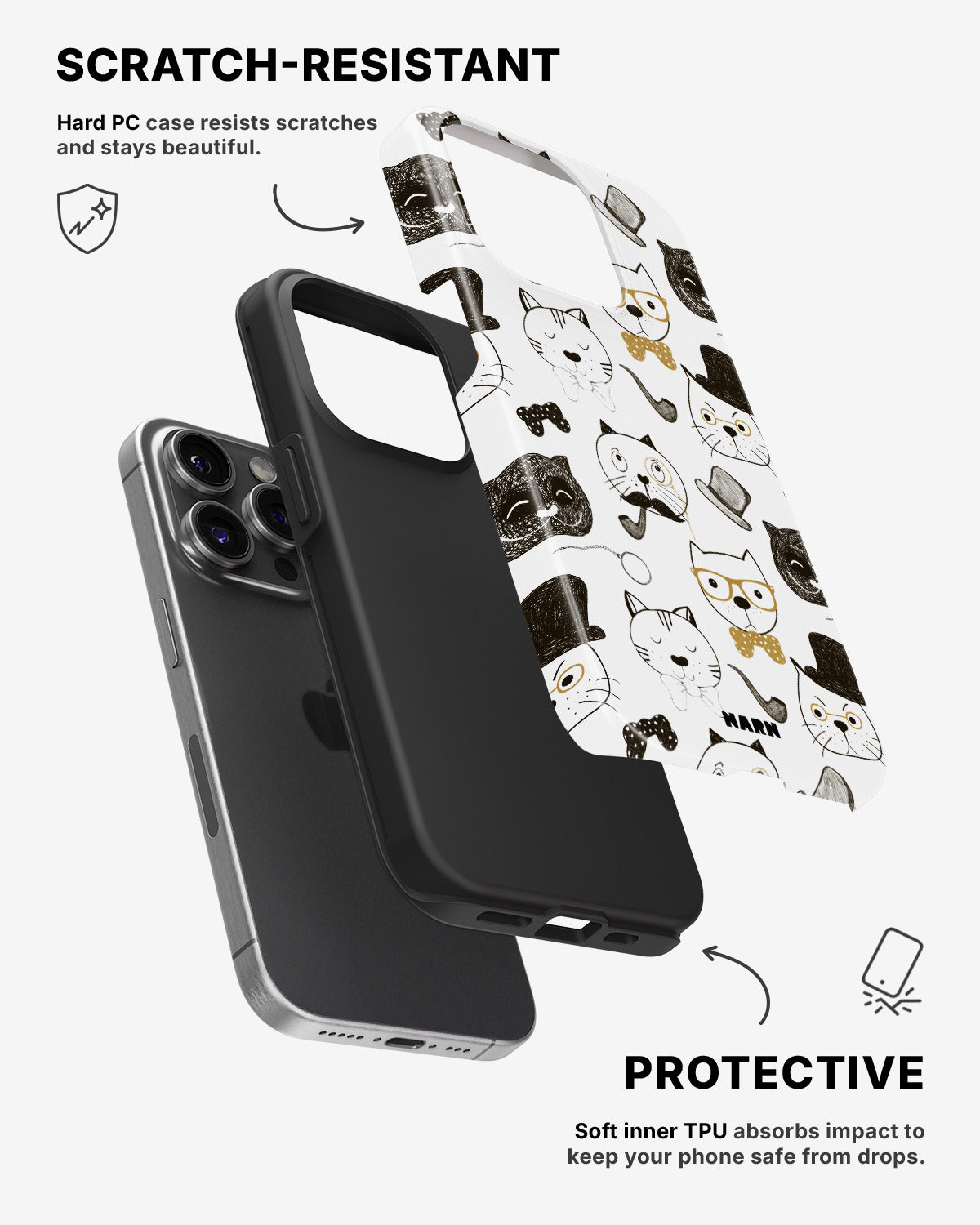 iPhone 14 Pro Tough Case – Cartoon Cats - View 2
