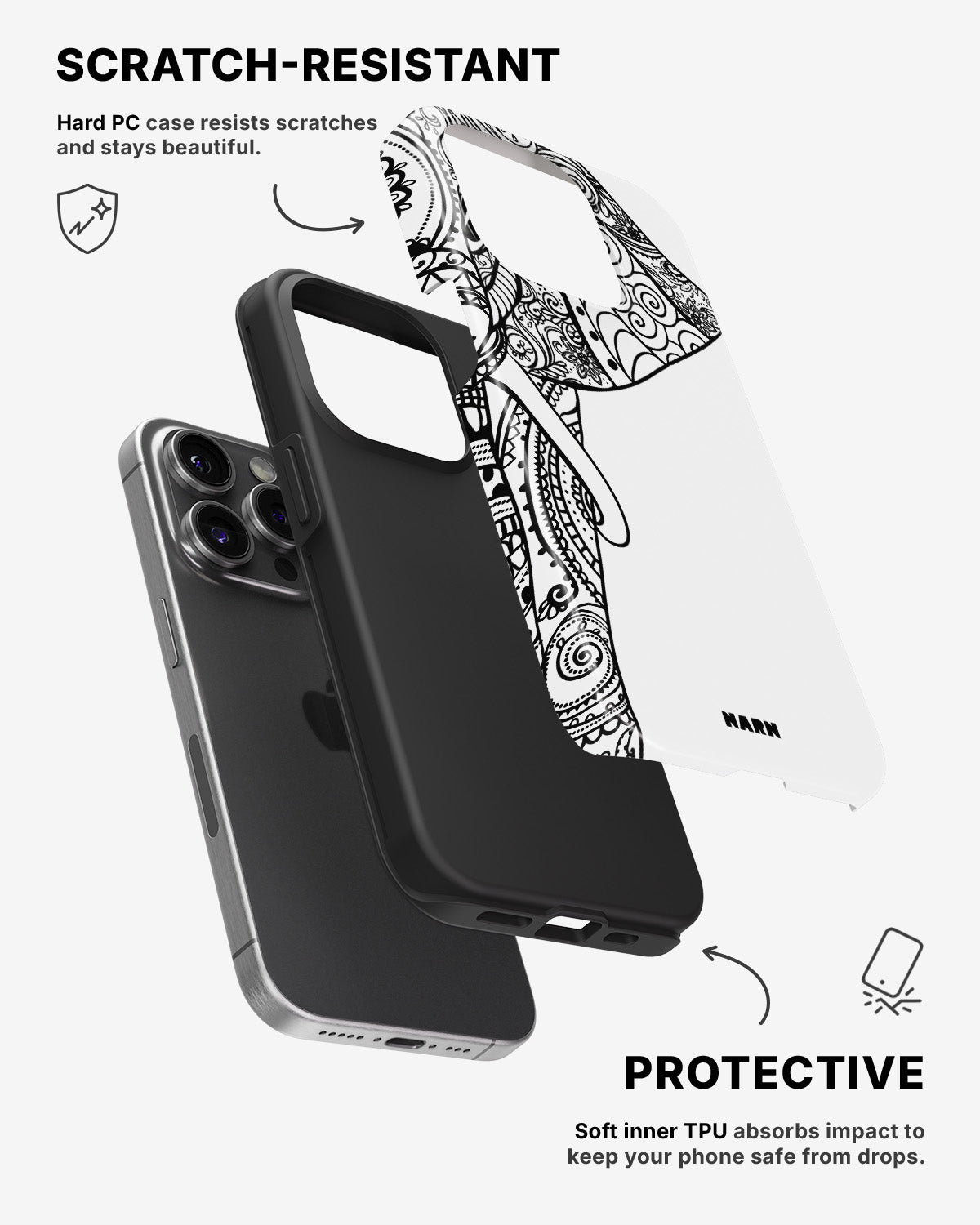 iPhone 14 Pro Tough Case – Mandala Elephant - View 2