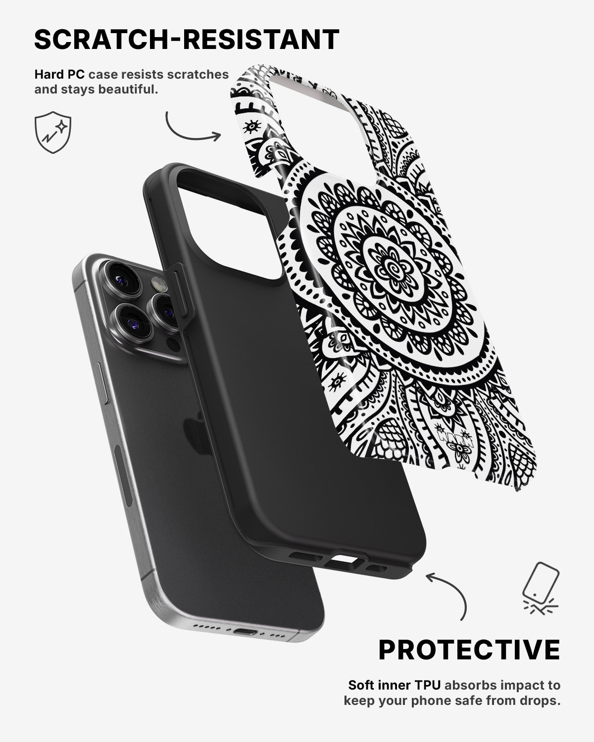 iPhone 14 Pro Tough Case – Henna Mandala - View 2