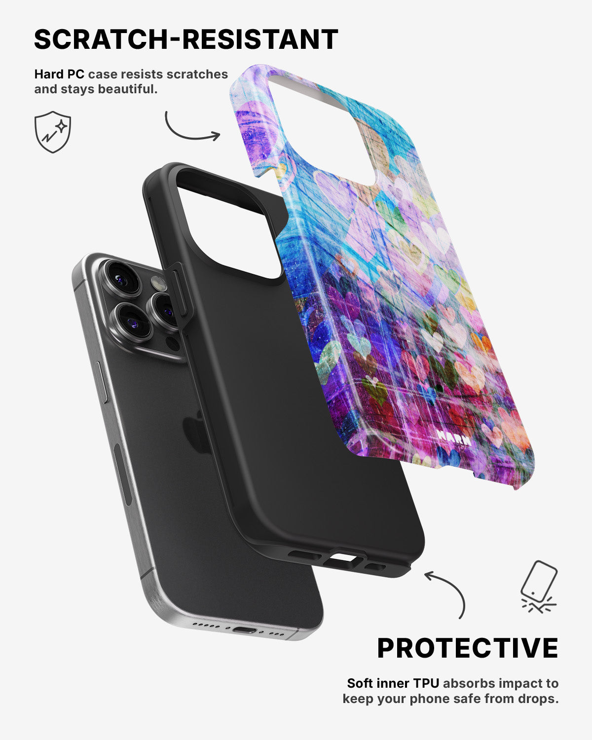 iPhone 14 Pro Tough Case – Purple Hearts - View 2