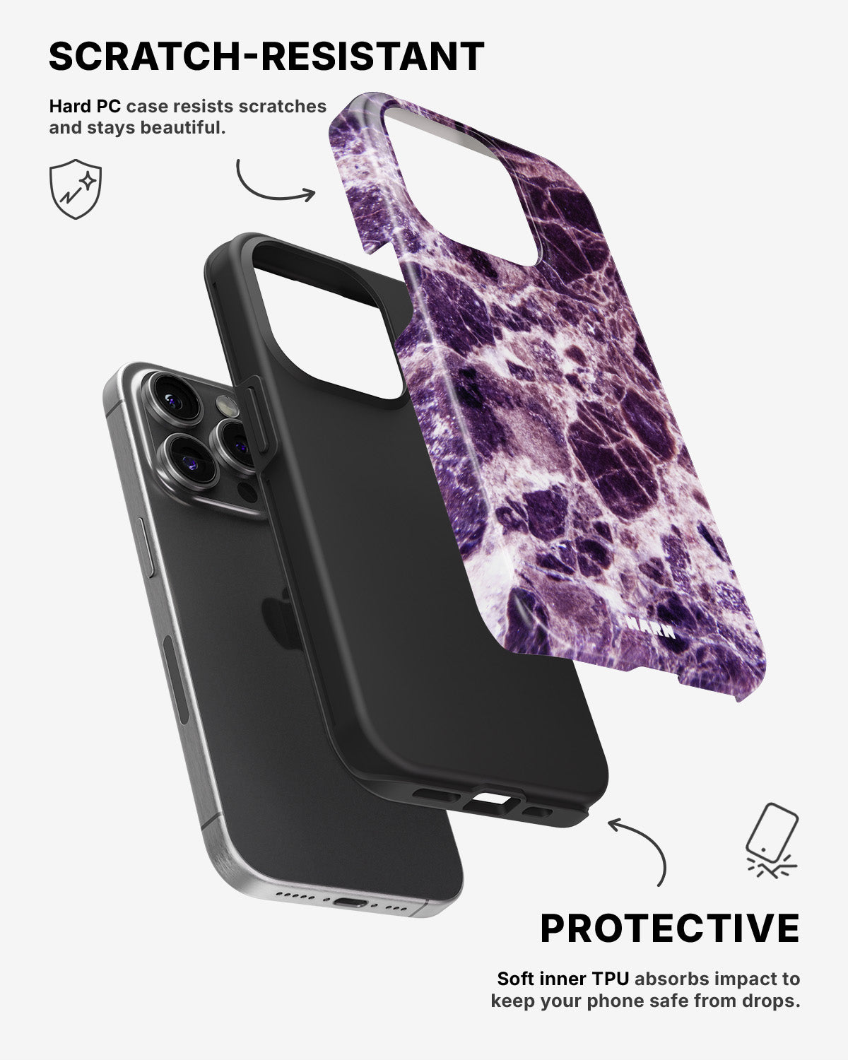 iPhone 14 Pro Tough Case – Purple Marble - View 2