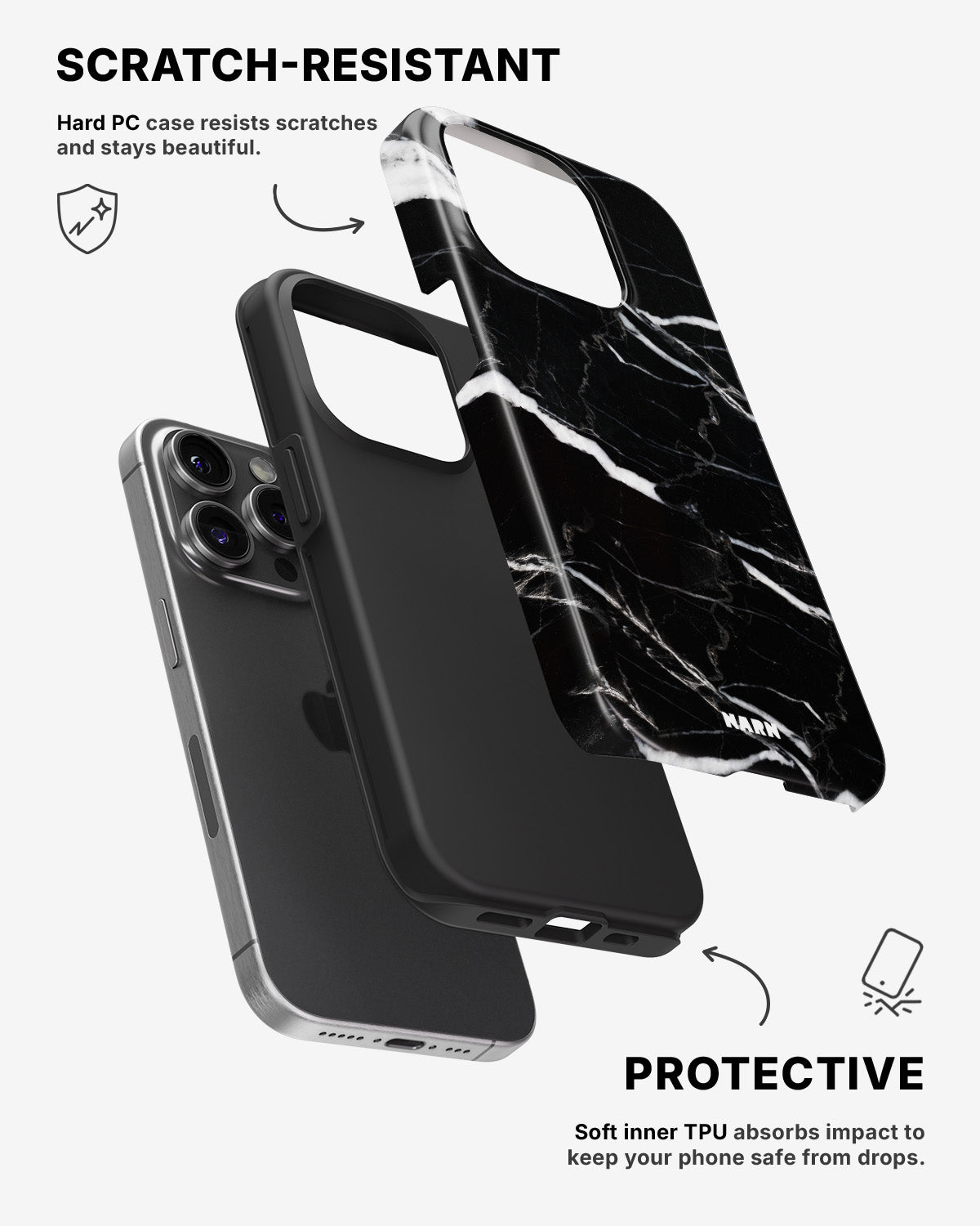 iPhone 14 Pro Tough Case – Black Marble - View 2