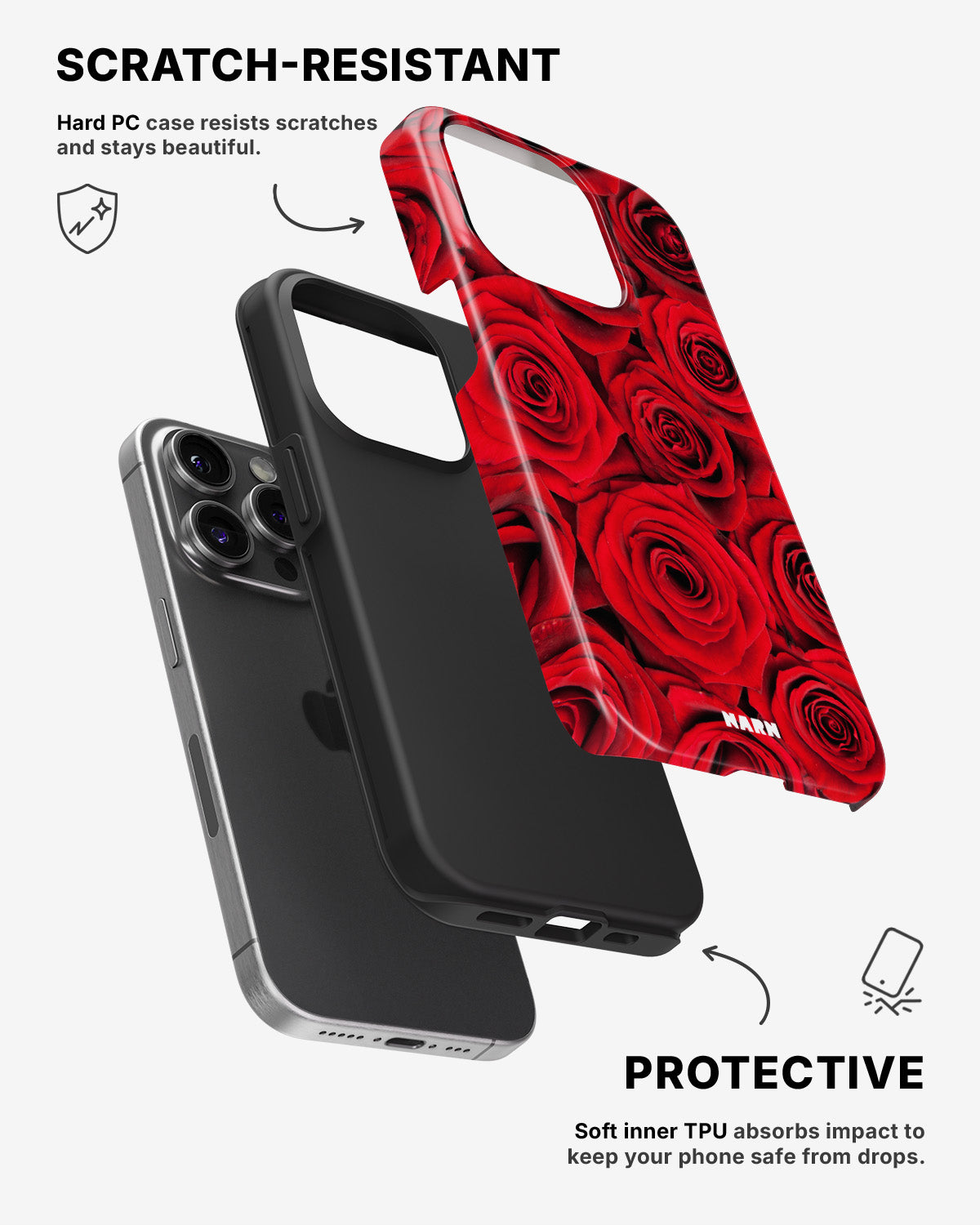 iPhone 14 Pro Tough Case – Red Roses - View 2