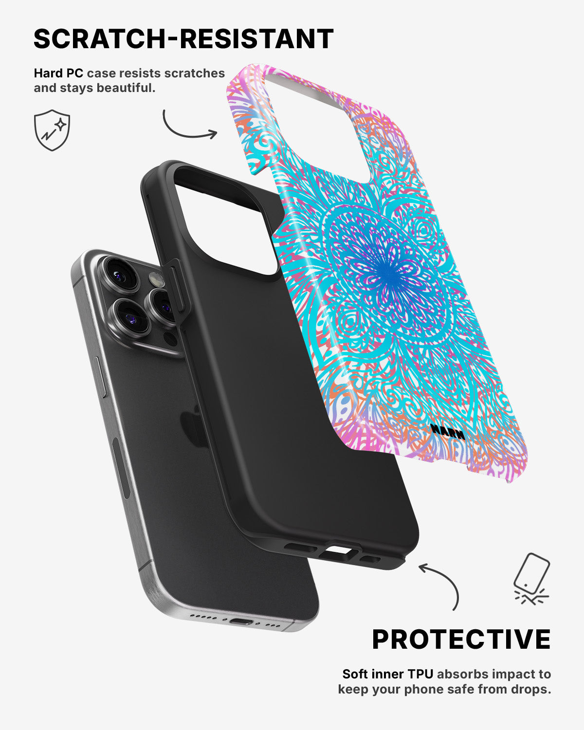 iPhone 14 Pro Tough Case – Pastel Mandala - View 2