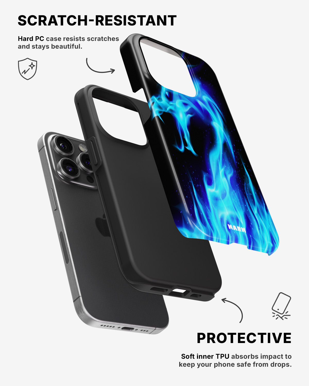 iPhone 14 Pro Tough Case – Blue Flames Dragon - View 2