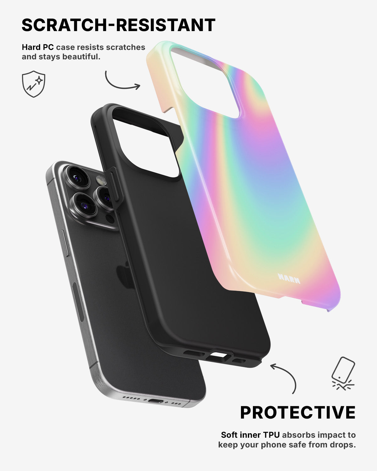 iPhone 14 Pro Tough Case – Rainbow Haze - View 2