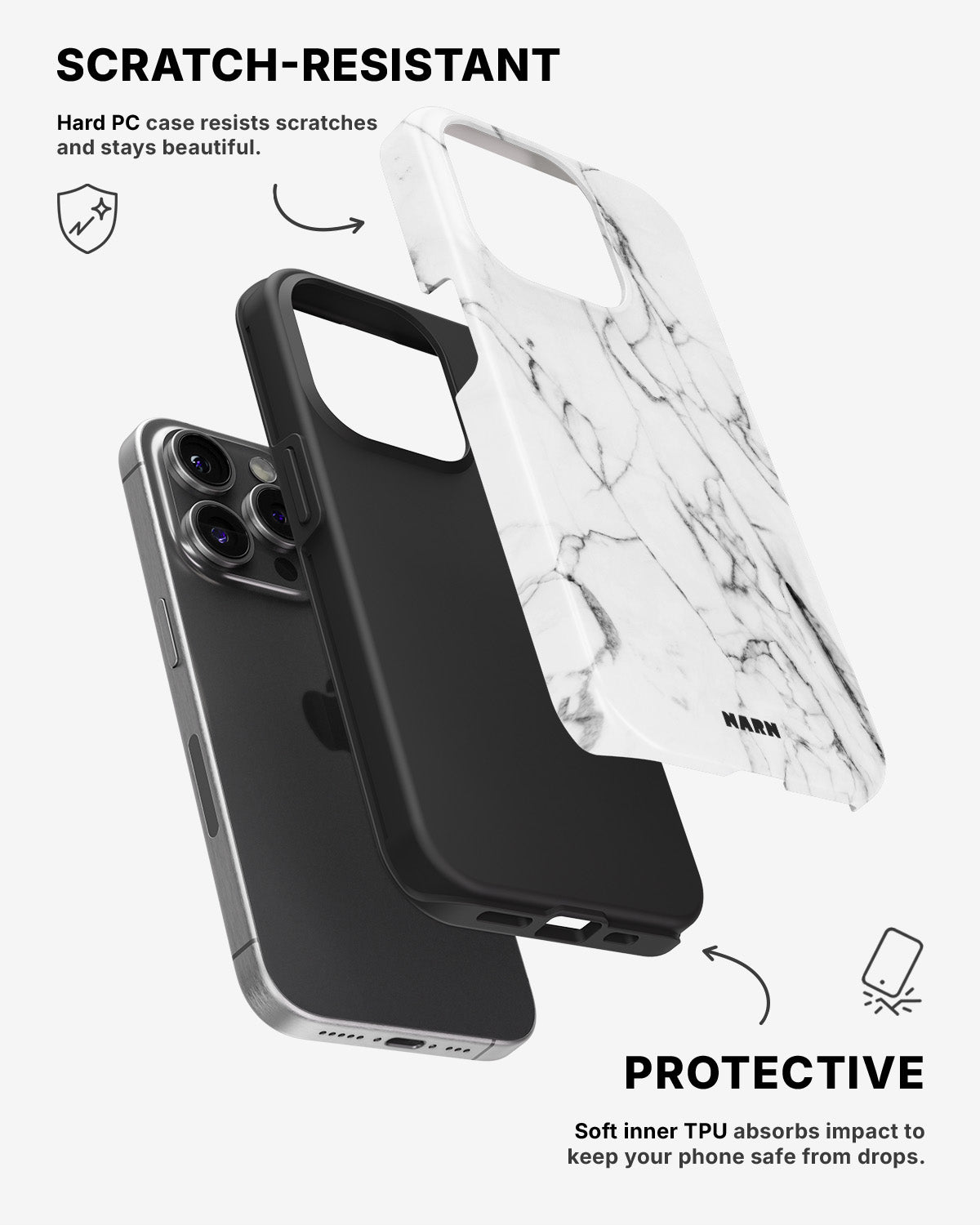 iPhone 14 Pro Tough Case – Milky Marble - View 2