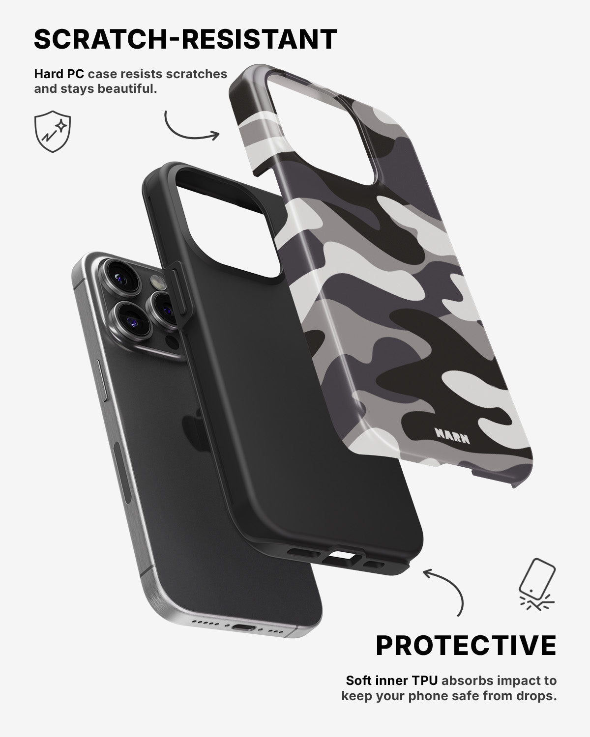 iPhone 14 Pro Tough Case – Grey Camo - View 2
