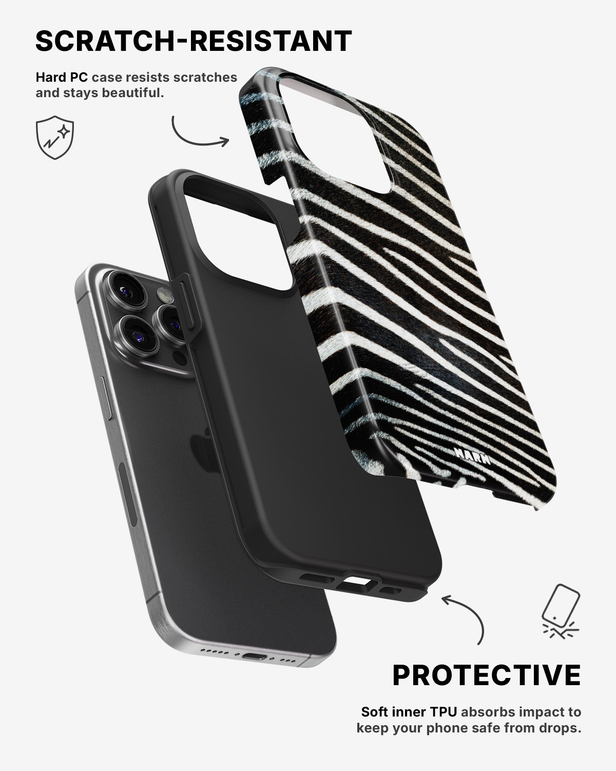 iPhone 14 Pro Tough Case – Zebra Stripe - View 2