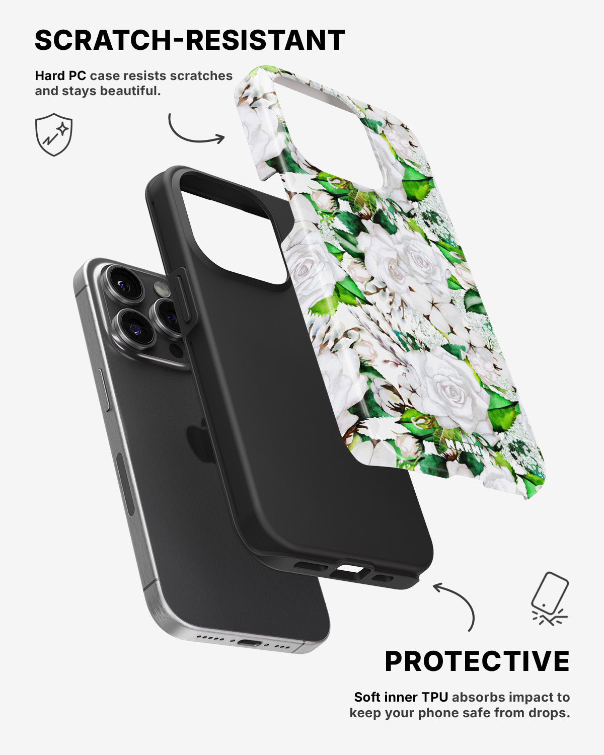 iPhone 14 Pro Tough Case – White Bloom - View 2