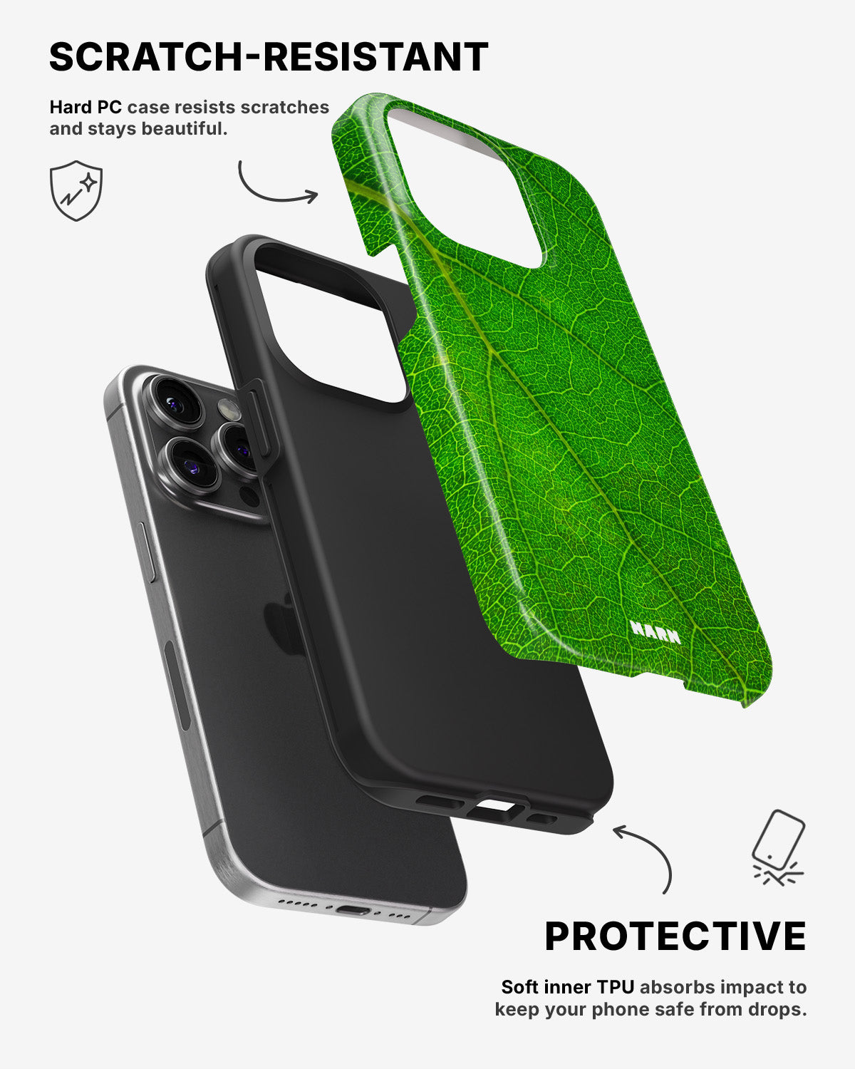 iPhone 14 Pro Tough Case – Green Leafy - View 2