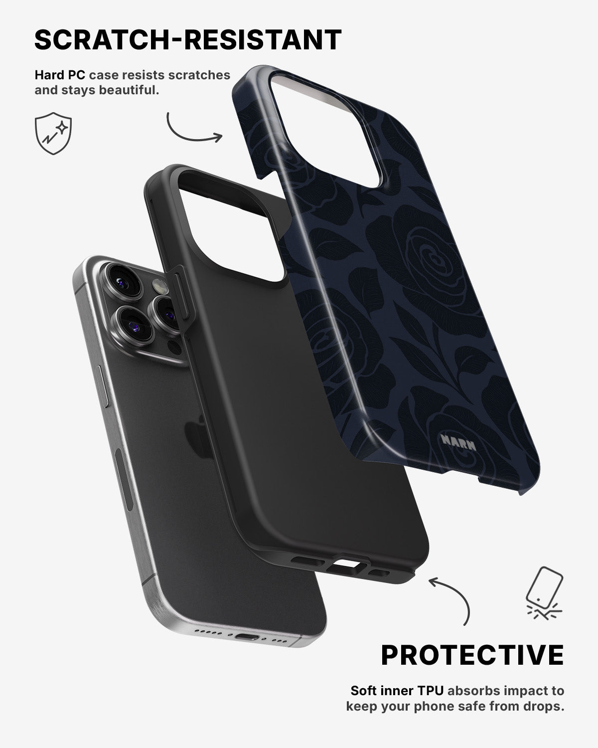 iPhone 14 Pro Tough Case – Midnight Rose - View 2