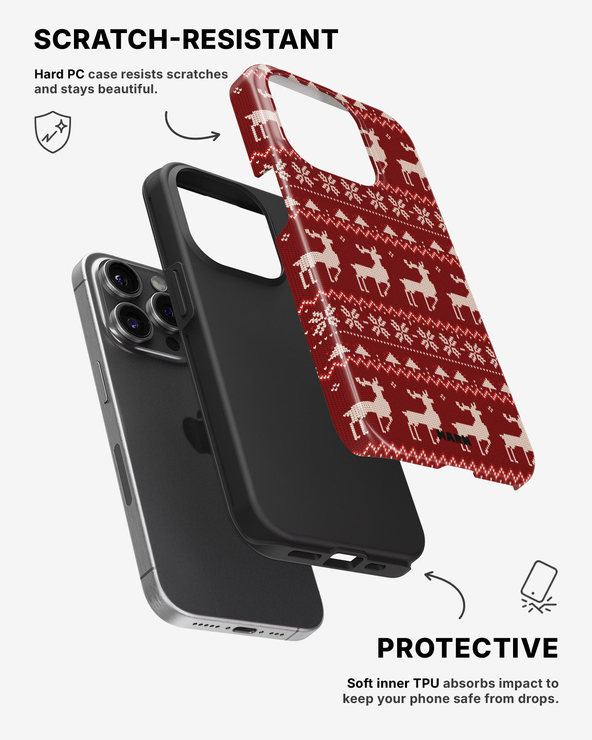 iPhone 14 Pro Tough Case – Reindeer Knit - View 2