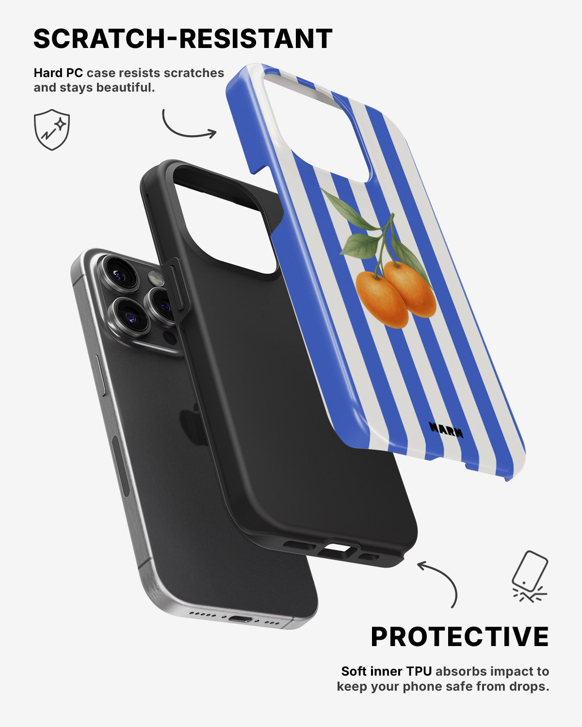 iPhone 14 Pro Tough Case – Orange Stripes - View 2