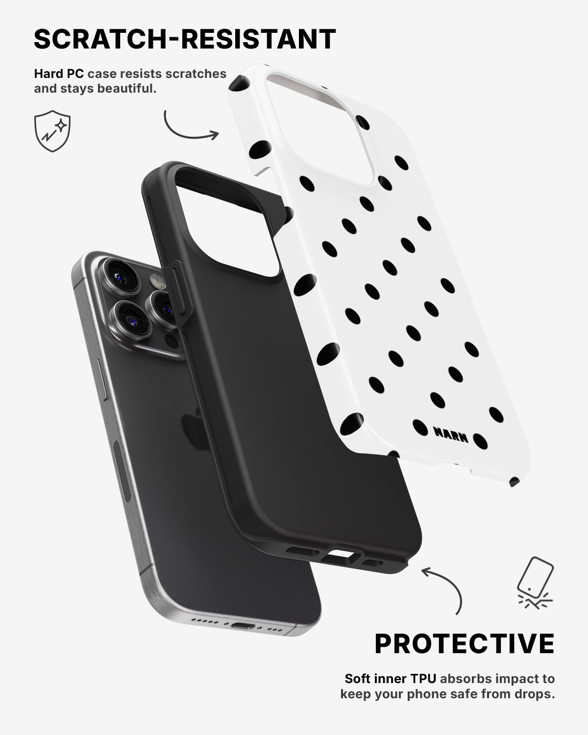 iPhone 14 Pro Tough Case – Mono Dots - View 2