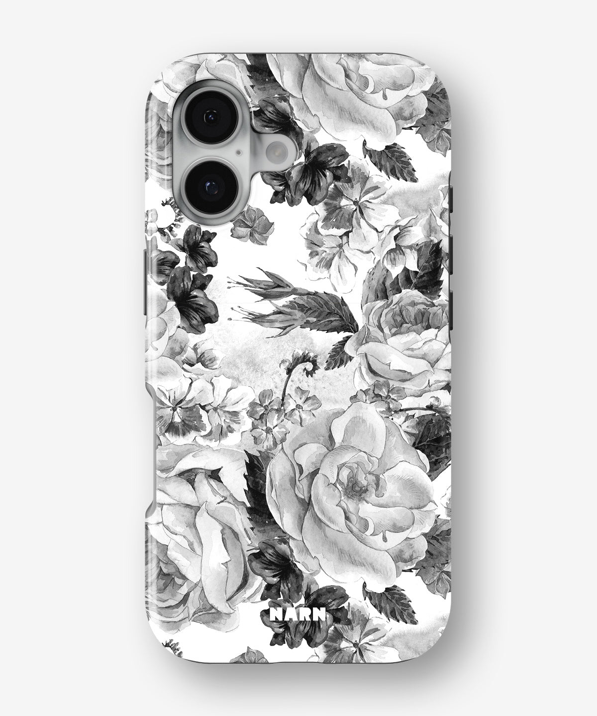 iPhone 16 Tough Case – Black & White Bloom - View 1