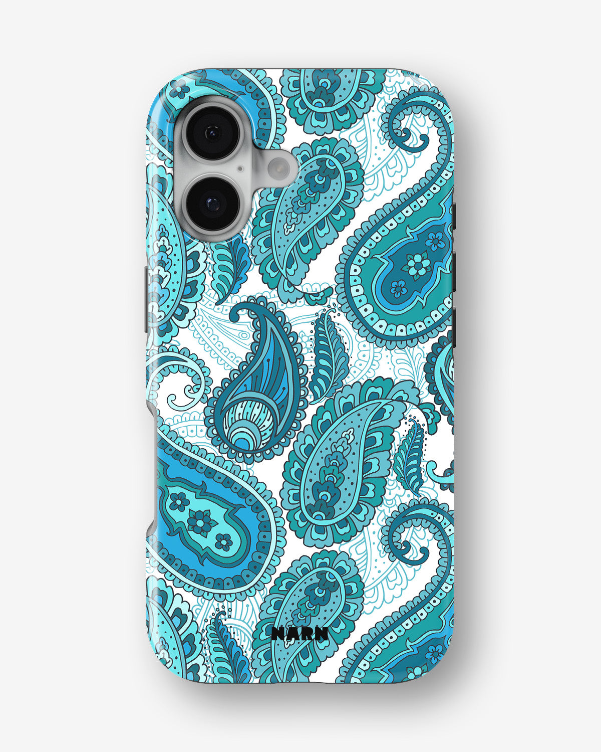 iPhone 16 Tough Case – Turquoise Paisley - View 1