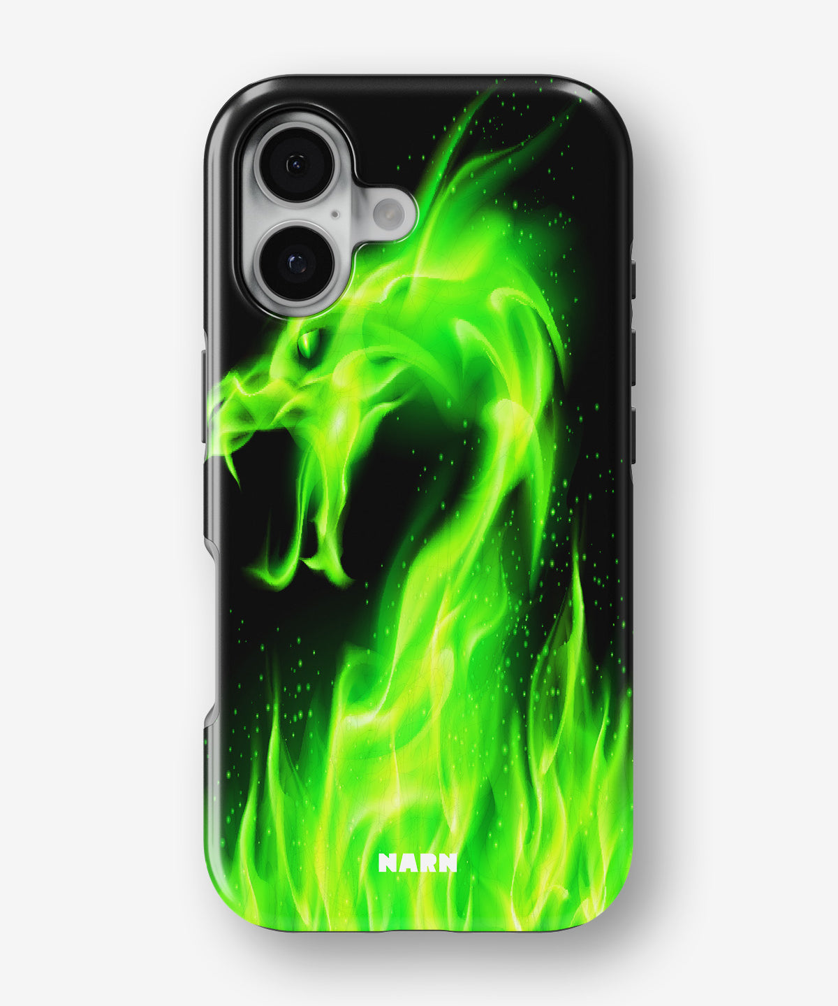 iPhone 16 Tough Case – Green Flames Dragon - View 1
