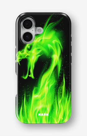 iPhone 16 Tough Case – Green Flames Dragon - View 1